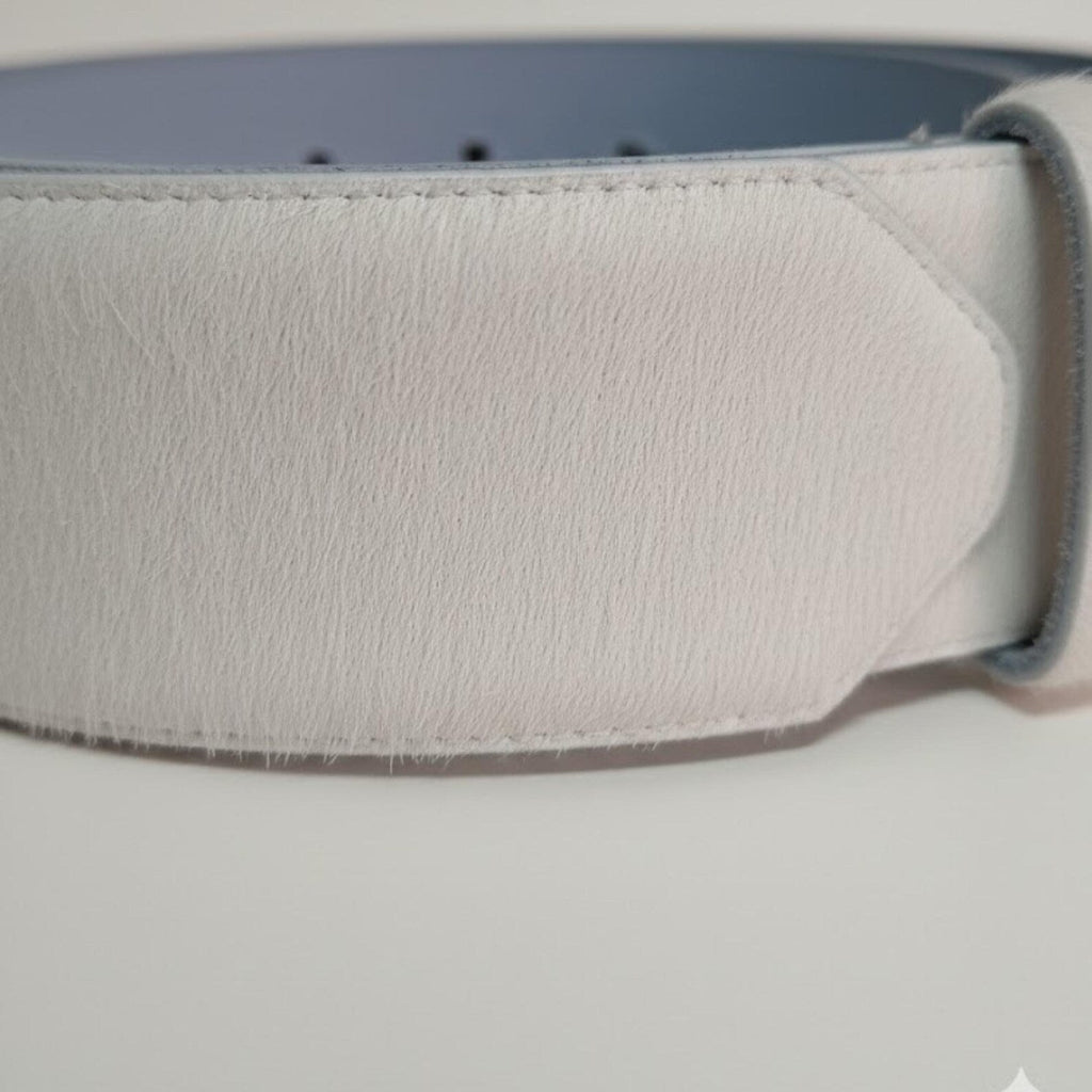 Handmade White Hair on Hide Leather – Mens White Belt for Golf & Summer Wedding